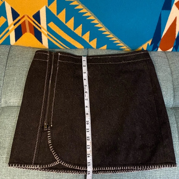 NWOT Purnell Charcoal Blanket Stitch Wool Zip Skirt - Picture 6 of 6